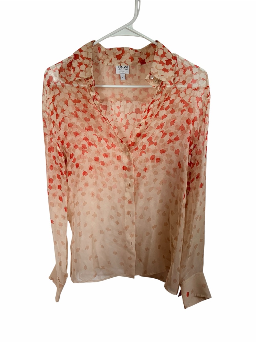 Giorgio Armani Collezioni
Women's Sheer Blouse, Sz 8
Floral 100% Silk, Italy